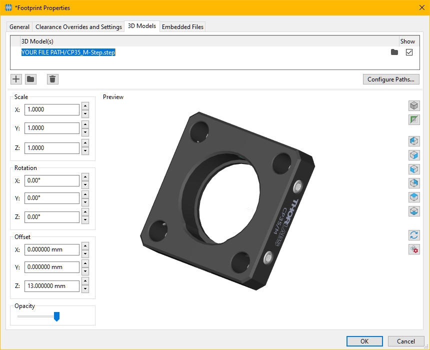 Footprint Properties 3D